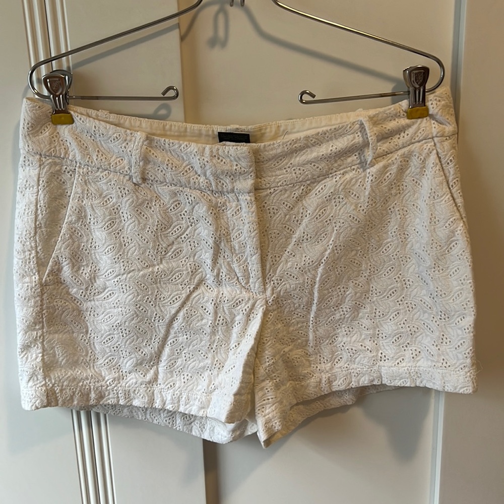 Ann Taylor White Shorts Doile Cutouts